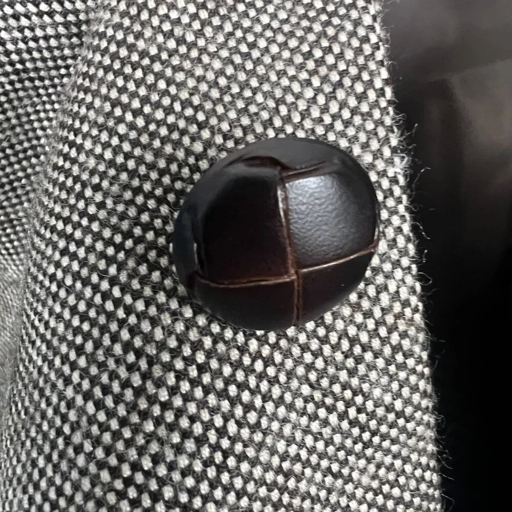 Stafford Signature wool blend tweed 2-button blazer elbow patch brown sport coat